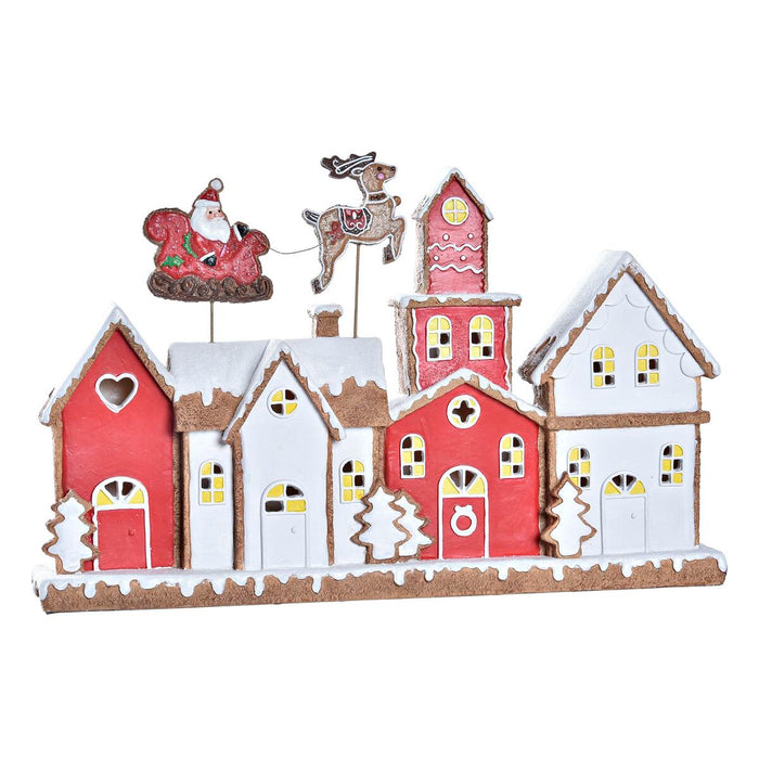 Weihnachtsschmuck DKD Home Decor Haus Weiß Rot Harz 41 x 7,5 x 27 cm