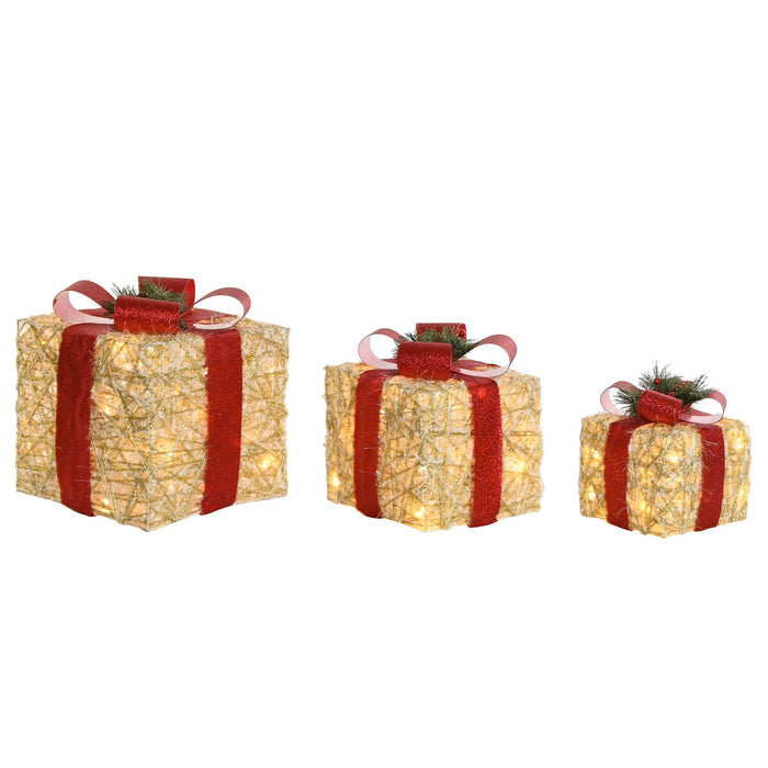 Weihnachtsschmuck DKD Home Decor Weiß Rot Gold 25 x 25 x 25 cm (3 Stücke)