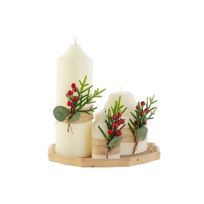 Kerzen-Set DKD Home Decor Weiß grün Weihnachten 7 x 7 x 15 cm