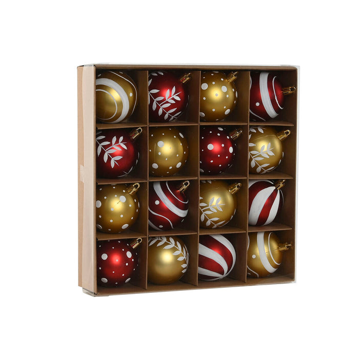 Weihnachtsbaumkugeln Home ESPRIT Rot Gold PVC 25 x 6 x 25 cm (16 Stücke)