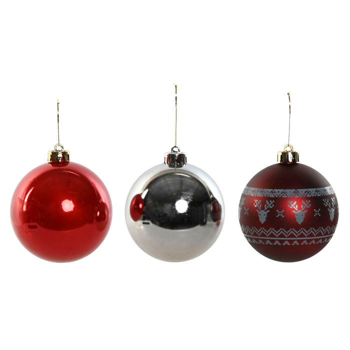 Christmas Baubles Home ESPRIT Red Silver Polyethylene 21,5 x 21,5 x 22,5 cm (15 Pieces)