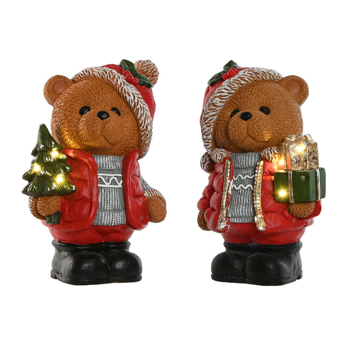 Christmas bauble Home ESPRIT Brown Red Bear (2 Units)