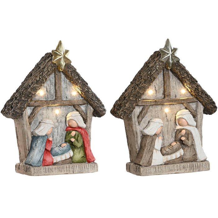 Weihnachtskrippe Home ESPRIT grün Grau Magnesium 27,5 x 10,5 x 34,5 cm (2 Stück)