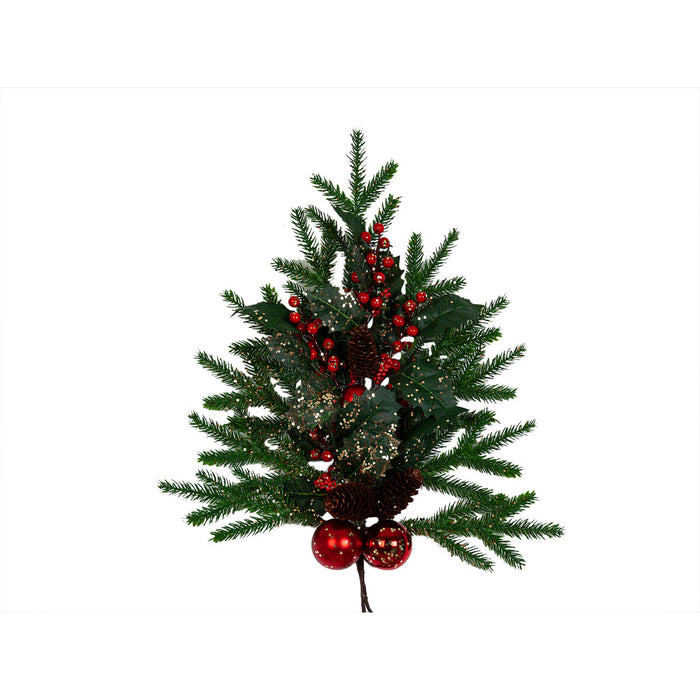 Weihnachtsschmuck Romimex Rot grün Gold Kiefernzapfen Zweig Tanne Weihnachtsbaumkugeln 40 x 60 x 40 cm