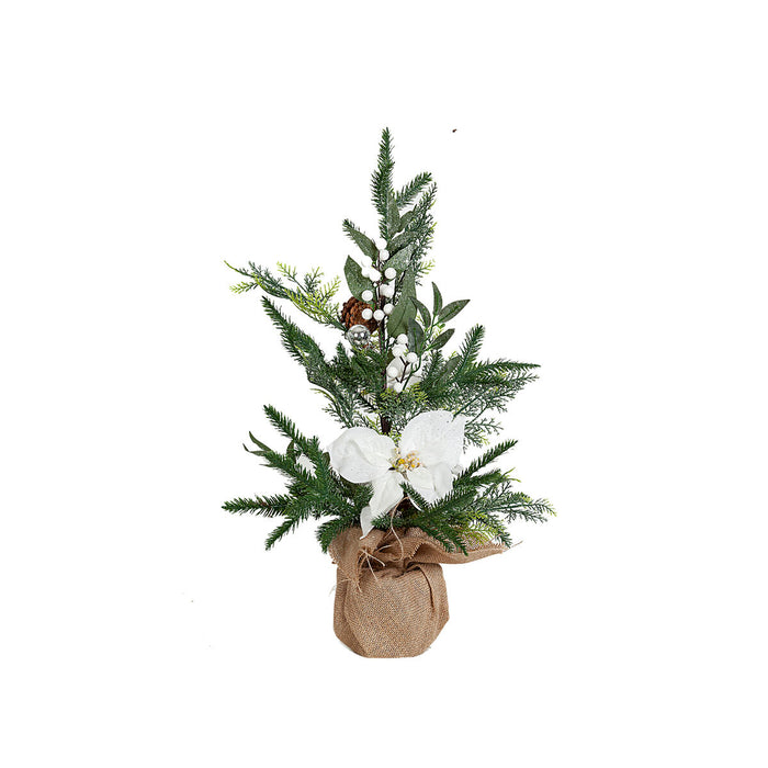 Christmas Tree Romimex White Brown Green Flowers 35 x 60 x 35 cm