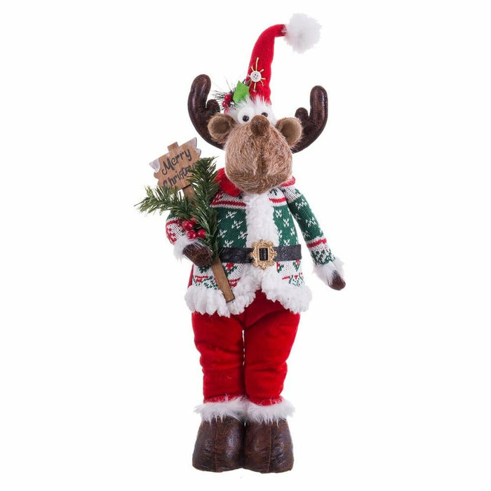 Weihnachtsschmuck Bunt Metall Stoff Rentier 20 x 13 x 58 cm