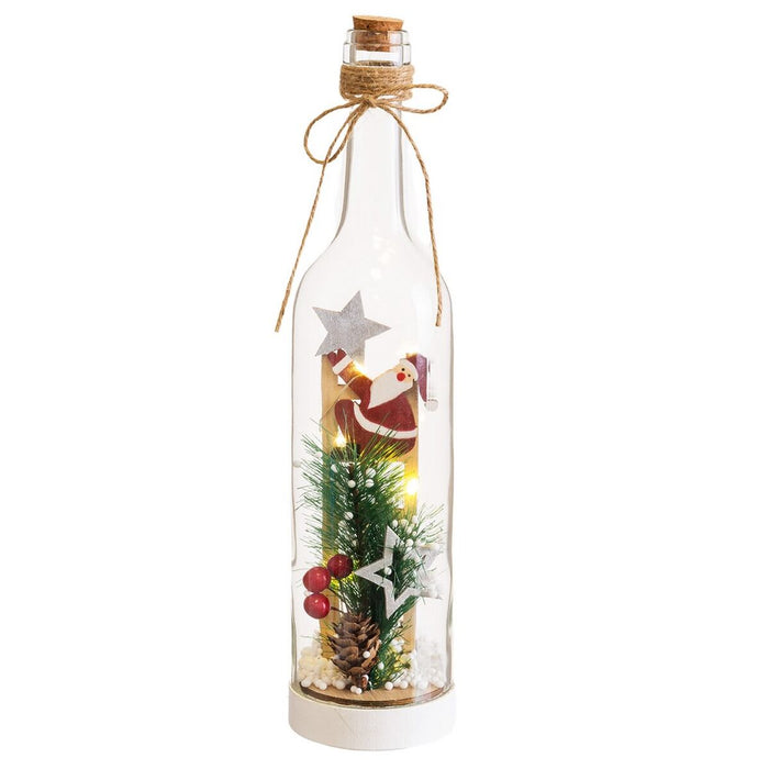 Weihnachtsschmuck Bunt Weihnachtsmann Flasche 7,2 x 7,2 x 32 cm