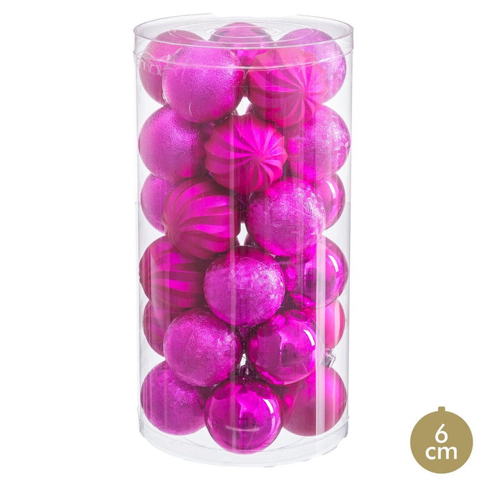 Weihnachtsbaumkugeln Pink Kunststoff Ø 6 cm (30 Stück)