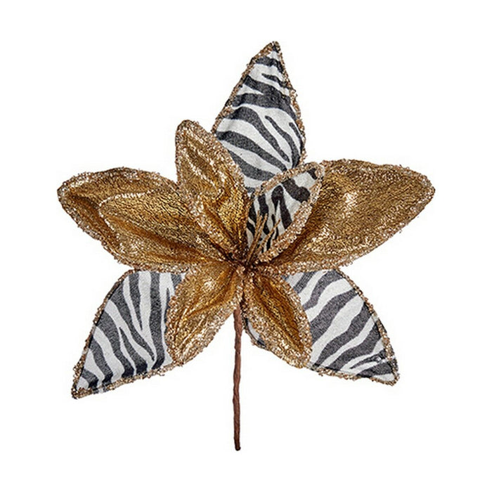 Dekorative Blume Zebra Weihnachten Gold Weiß 35 x 35 x 35 cm