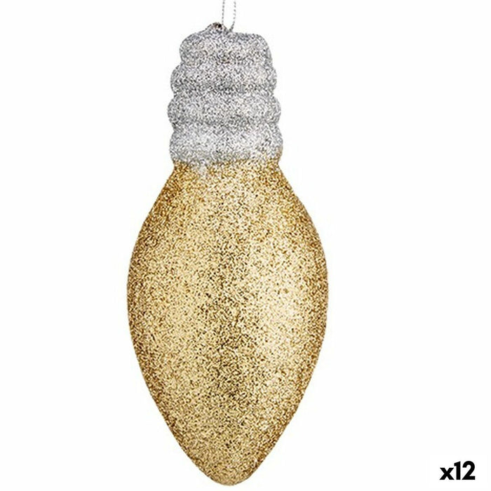 Weihnachtsschmuck Glühbirne Gold Silberfarben Kunststoff 5 x 6 x 12 cm (12 Stück)