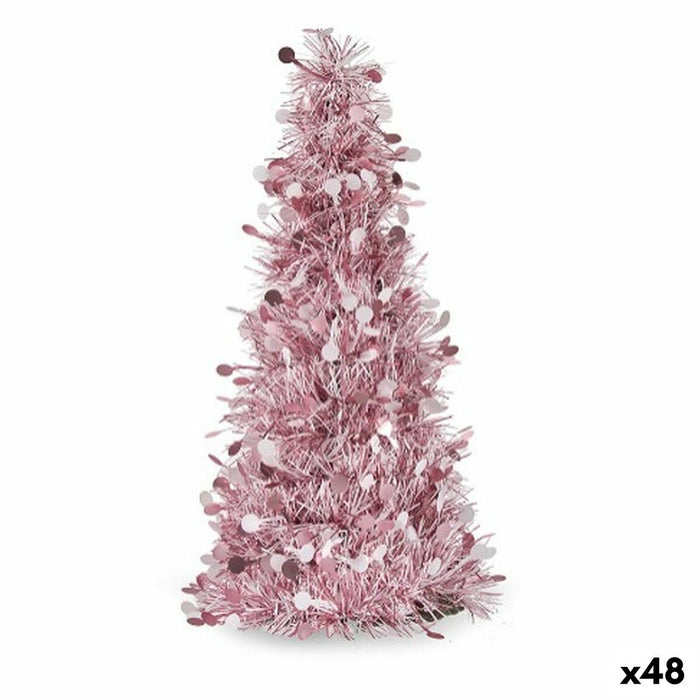 Weihnachtsbaum 31 cm Weiß Rosa Silberfarben Polypropylen PET 18 x 31 x 18 cm (48 Stück)