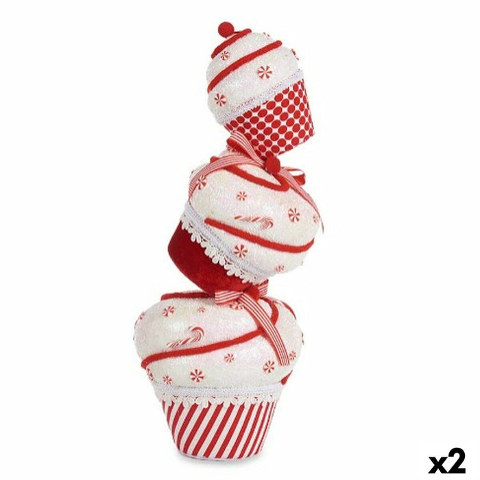 Deko-Figur Turm Kuchen Weiß Rot polystyrol 20 x 50 x 20 cm (2 Stück)