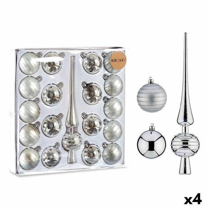 Weihnachtsdekoration Set Silberfarben PVC (4 Stück)